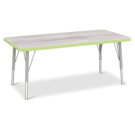 Jonti-Craft Berries Rectangle Activity Table, 24 in. x 48 in., E-height, Driftwood Gray/Key Lime/Gray 6403JCE451